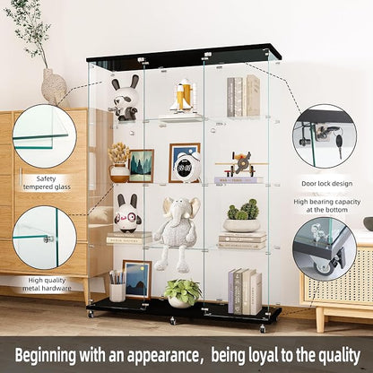 FLYMUHJIA Curio Cabinets with Glass Doors Modern Glass Shelves Tempered Glass - Image 5