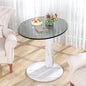 Hooseng Glass Round Coffee Table End Table, 22-Inch Modern Tempered Transparent by Hooseng