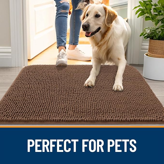 OLANLY Dog Door Mat for Muddy Paws 24x16, Super Absorbent Chenille Mud Mat | - Image 6