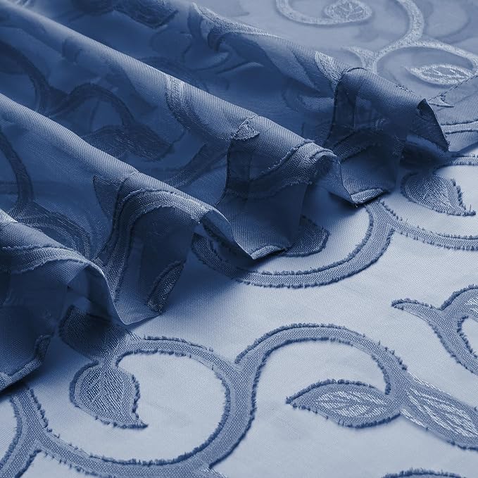 Furman Blue Sheer Curtains 45 Inch Length 2 Panels Set - Image 6