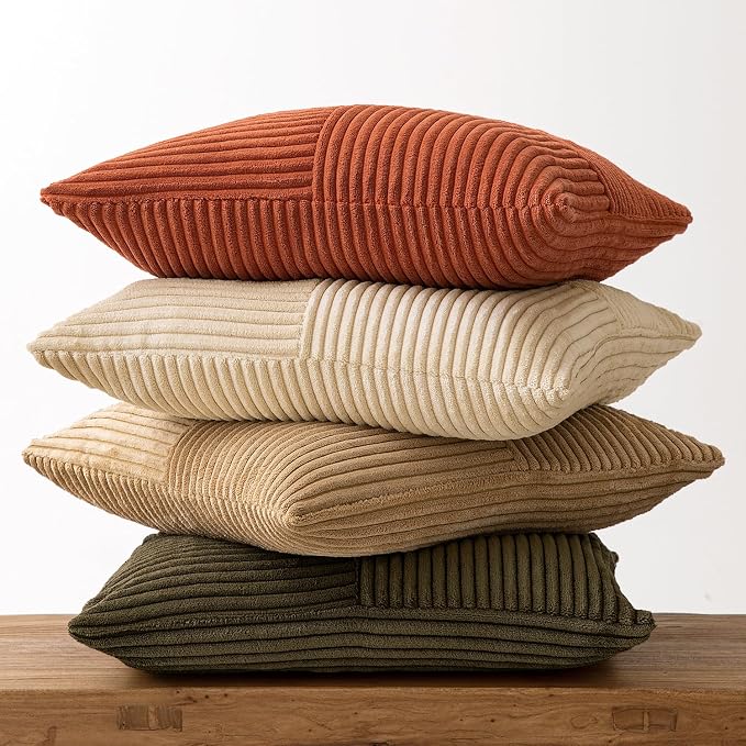 MIULEE Rust-Olive Green Decorative Throw Pillow Covers 18x18 Inch Set of 4 Boho - Image 6