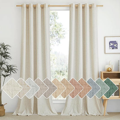 NICETOWN Extra Long Linen Curtains 132 inches Long by NICETOWN