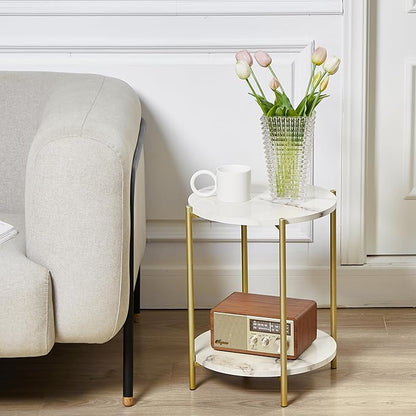 Gawicpy 2 Tier Round Side Table, Folding End Tables Coffee Table Simplistic - Image 6