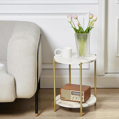 Gawicpy 2 Tier Round Side Table, Folding End Tables Coffee Table Simplistic - Image 5