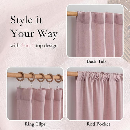 MYSKY HOME Pink Curtains 72 Inch Length - Image 4
