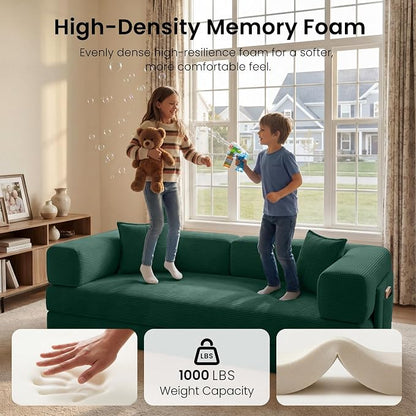 78.8" Convertible Sofa Bed, Corduroy Futon Couch - Image 4