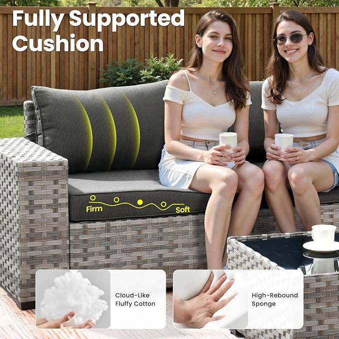 ovios 7 Pieces Patio Furniture Set, Outdoor Wicker Sectional Sofa - Image 7