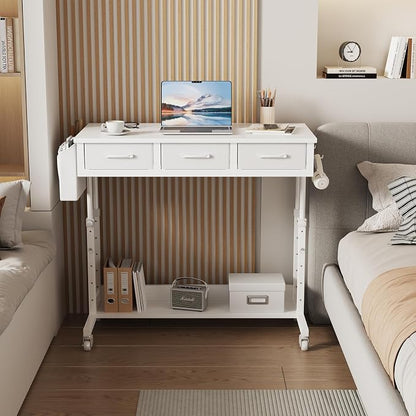 White Portable Rolling Computer Desk - Image 5