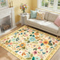 RELEANY Floral Washable 4x6 Area Rugs Ivory/Yellow | Flower Carpet Print Boho by RELEANY