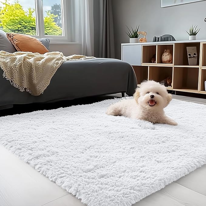 OLANLY 4x5 Machine Washable Accent Rug, Soft Fluffy Shaggy Area Rug by OLANLY