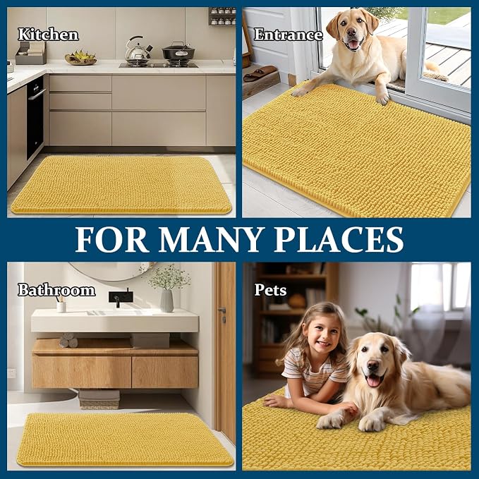 OLANLY Dog Door Mat for Muddy Paws 40x24, Super Absorbent Chenille Mud Mat | - Image 8
