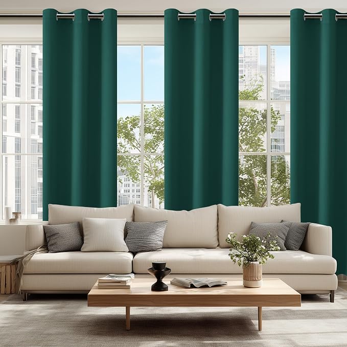 Blackout Curtains for Bedroom, Hunter Green, 42 x 84 Inch, 2 Panels | Thermal - Image 6