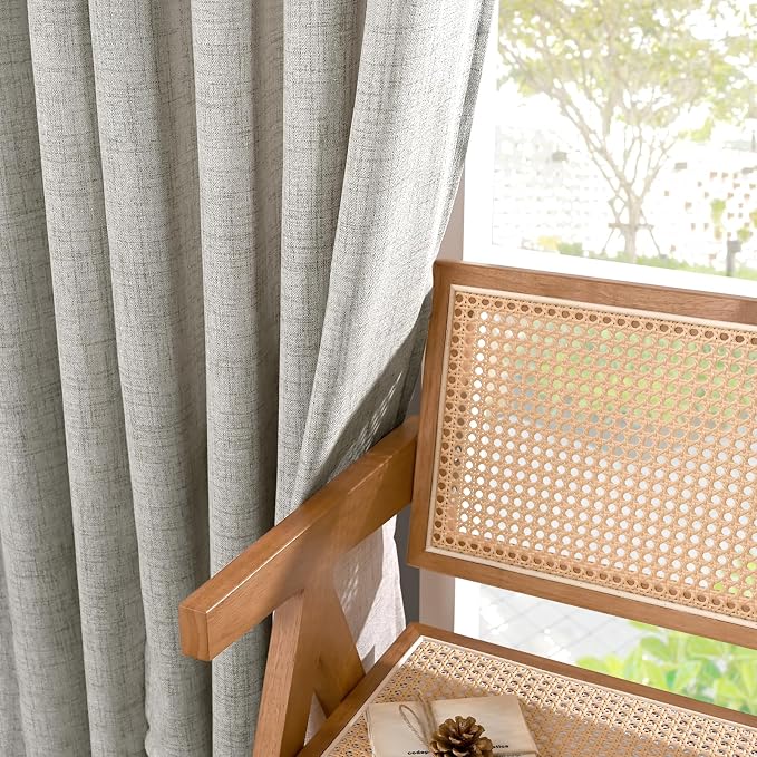 YoungsTex Dark Grey Linen Semi Sheer Curtains 42 X 63 Inch Length | Textured - Image 7