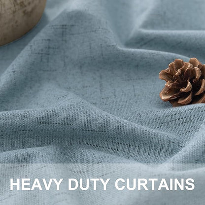 Dusty Stone Blue Completely Blackout Curtains Back Tab Loop Pocket Bedroom - Image 3