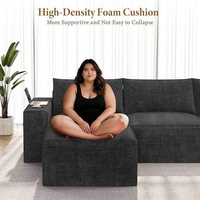 Vesgantti 114" Modular Boneless Couch, Modern 3 Seater Sectional Sofa - Image 4