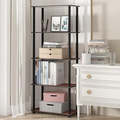 Furinno TURN-N-TUBE Storage Shelves, 5-Tier Book Shelf, Corner Shelf, Toolless - Image 2