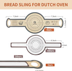 Silicone Sourdough Bread Sling Mat - 2Pcs Round Dough Baking Slings for Dutch Oven, NonStick High Degree Kitchen Sourbread Making Loaf Pan Lifter Liner, Reusable Cooking Transfer Mats with Long Handle