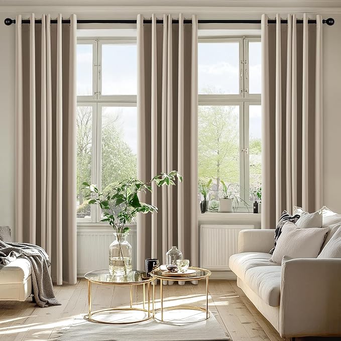 MIULEE Blackout Curtains for Bedroom 2 Panels 40 x 84 Inch Long Taupe | Thermal - Image 6