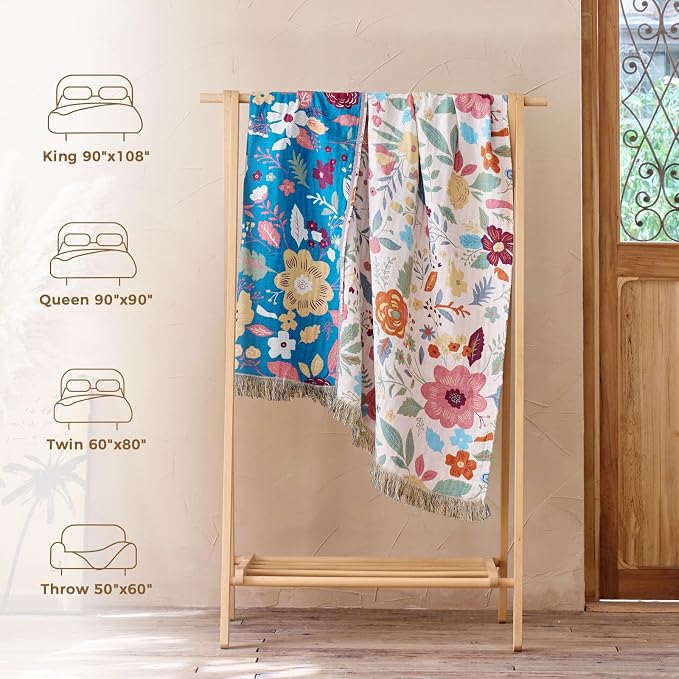 LUTBM Boho Throw Blanket for Bed Cotton Summer Blankets Twin Size for Bedroom - Image 6