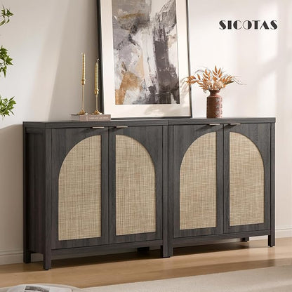 SICOTAS Rattan Sideboard Buffet Cabinet - Image 4