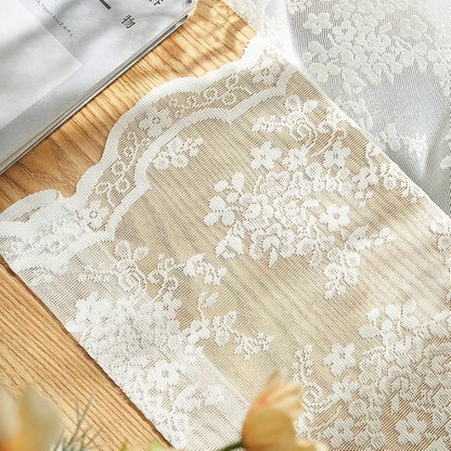 YJ YANJUN Vintage Lace Curtains 94 Inches Long- Antique Flowers Ivory Sheer - Image 6
