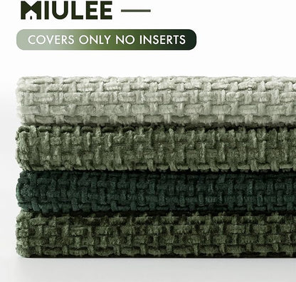MIULEE Soft Decorative Chenille Pillow Covers Forest Green 16x16 Pack of 4 | - Image 6
