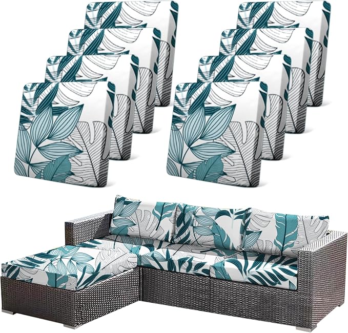 CALBODE 8Pcs Stretch Patio Cushion Cover Outdoor Cushion Cover Replacement by CALBODE