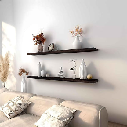 YYWUOJJ Wood Floating Shelves for Wall Decor, Rustic Wall Shelves for Bedroom - Image 5