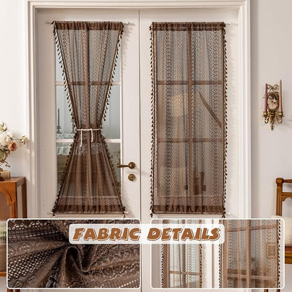 Sutuo Home Dark Coffee French Boho Door Curtains - Image 6