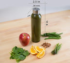 Epica glass bottles with lids – 18oz glass water bottles, reusable juice bottle with lids for storing juices, reusable water bottle durable set of 6 with Carrying Loop Caps