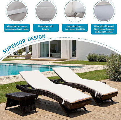 Outdoor Chaise Lounge Chairs + Coffee Table Set of 4 - Image 5