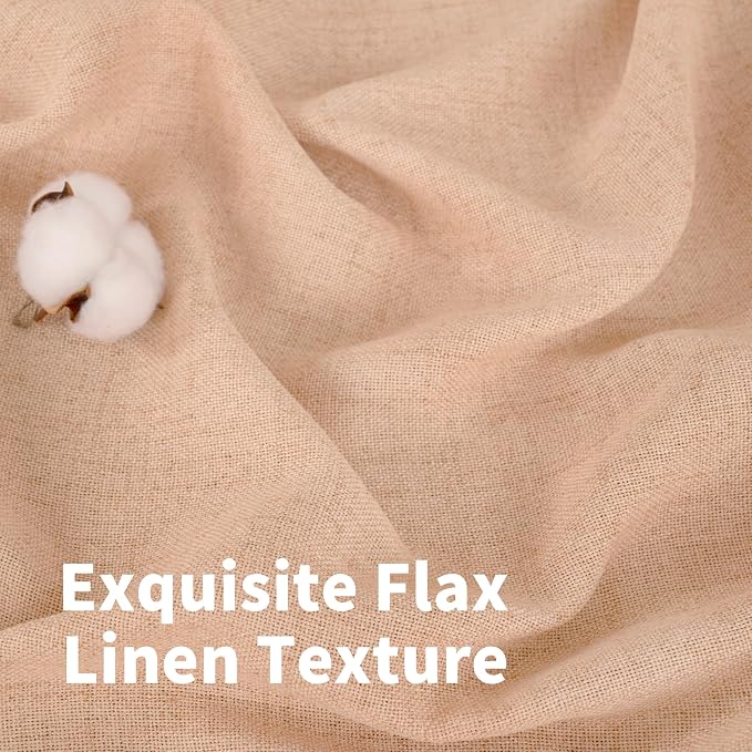 YoungsTex Peach Linen Curtains 40 Inches Long, Short Drapes - Image 4