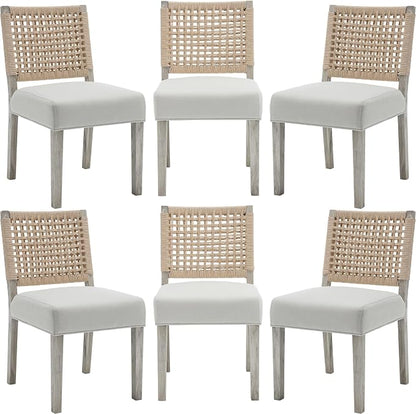 LZAREAL Farmhouse Dining Chairs Set of 6 Linen Fabric Upholstered Accent Side by LZAREALBetterRoomForRealLiving