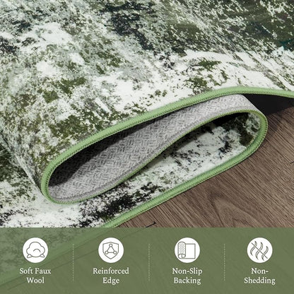 Rugflix 10x14 Area Rugs for Living Room, Washable Dark Green Large Rug | - Image 7