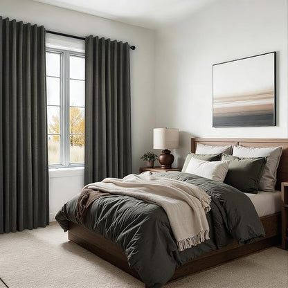 Topfinel Extra Long Grey Linen Blackout Curtains 120 inches Long Thermal - Image 2