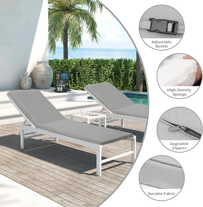 Outdoor Chaise Lounge Cushions for Patio, Waterproof Replacement Seat Cushions - Image 3