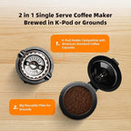 Mini Single Serve Coffee Maker for K Cup and Ground Coffee, Fast Brew One Cup Coffee Machine with Descaling Reminder and Water Window, 6 to 12 oz. Brew Sizes, Pink
