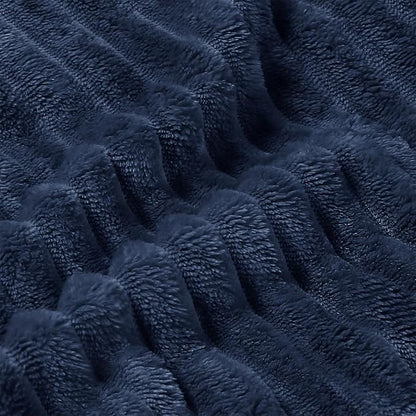 BEDELITE 3D Ribbed Jacquard Navy Blankets Queen Size - Image 4