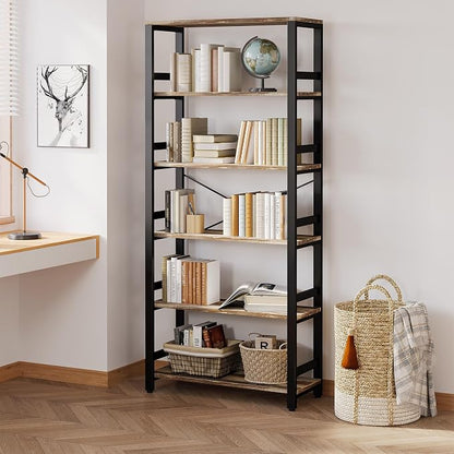 IRONCK Bookshelf, 31.5in Wide Shelf 6 Tier Bookcase, 110lbs/shelf Vintage - Image 6