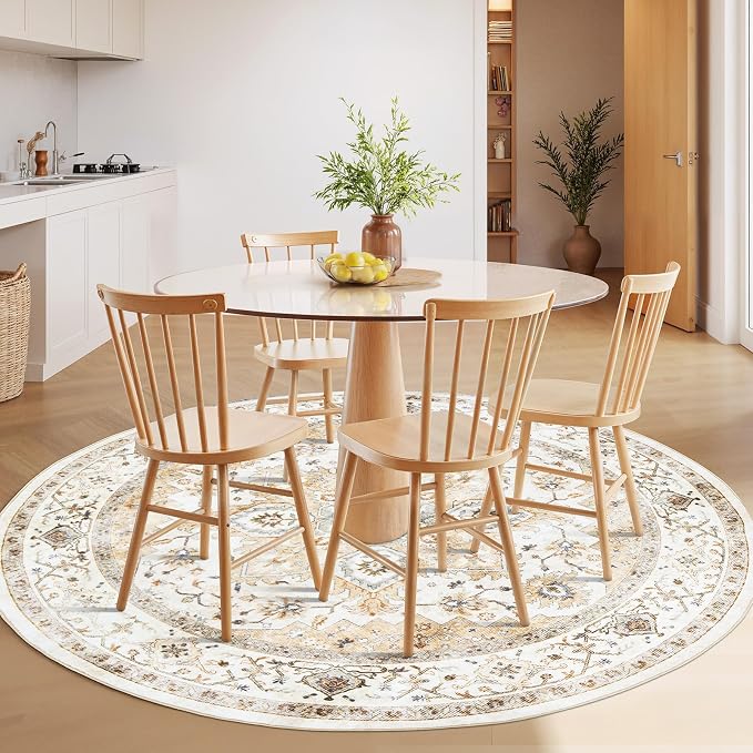 AMADA HOMEFURNISHING Round 5ft Area Rugs, Low-Profile Washable Rug - Image 3