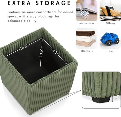 Furniture of America Lennox Modern Chenille 17-inch Square Storage Ottoman - Image 3