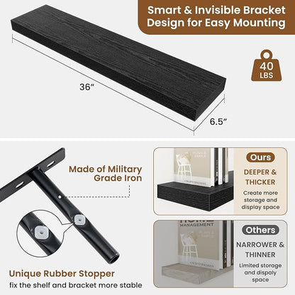 fuqing Floating Shelves for Wall, Wall Mounted Wood Floating Shelf - Image 3