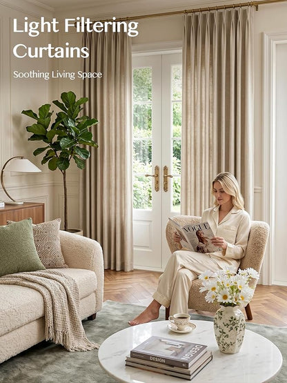 Liz Pinch Pleated Linen Curtains Light Filtering Curtains - Image 2