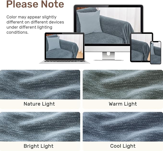 2 Pieces Sectional Couch Covers L Shaped Cover XXL Dusty Blue | Thick Washable - Image 8