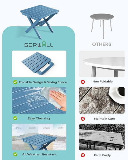 SERWALL Folding Outdoor Side Table Set of 4, Small Adirondack Side Table - Image 7