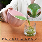 Artcome 4 Pcs Japanese Matcha Tea Set - Matcha Bowl with Pouring Spout, Matcha Whisk, Tea Scoop, Whisk Holder, Handmade Matcha Ceremony Kit For Japanese Tea Ceremony, Rose
