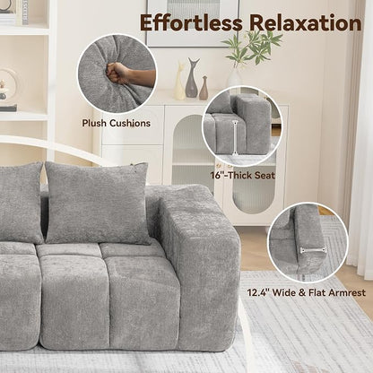 119" Boneless Couch, Oversized Cloud L Shaped Couch, Modular Sectional 4 Seater - Image 5