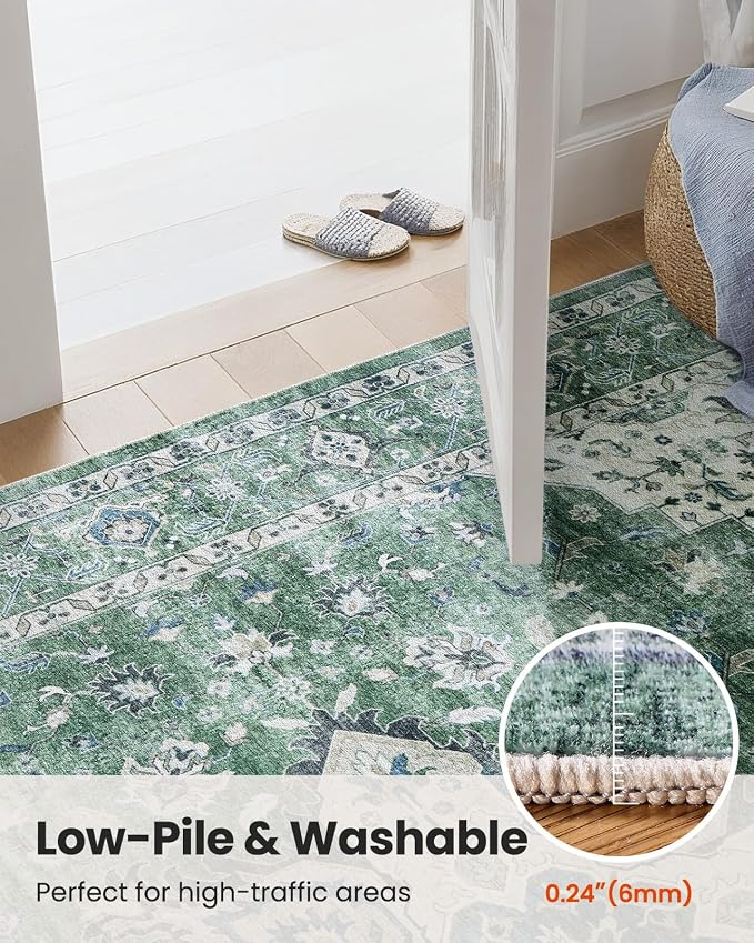 AMADA HOMEFURNISHING 2'6"x10' Washable Area Rug, Low-Profile Entryway Rug - Image 8