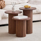 Round Side Tables Set of 3, Circle Modern Fluted Nesting Coffee Table, Accent by Euphpivigy