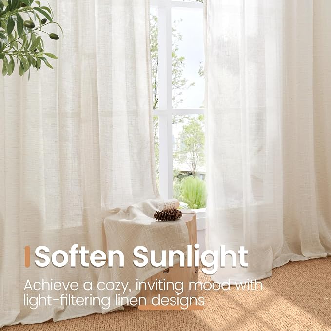BGment Oatmeal Linen Curtains 52 X 96 Inches Long - Image 5